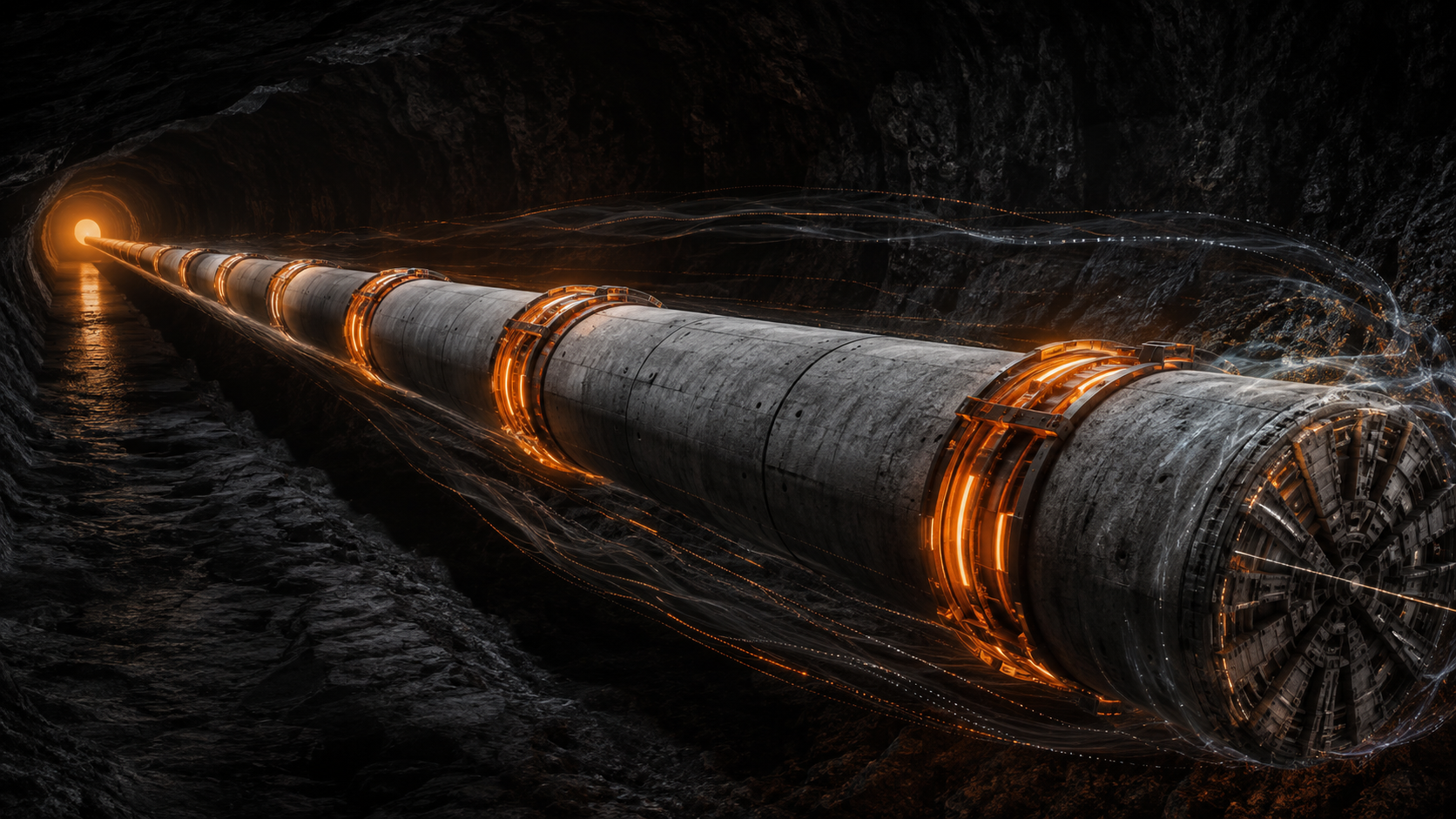 Conceptual long-distance microtunnel with multiple Intermediate Jacking Stations